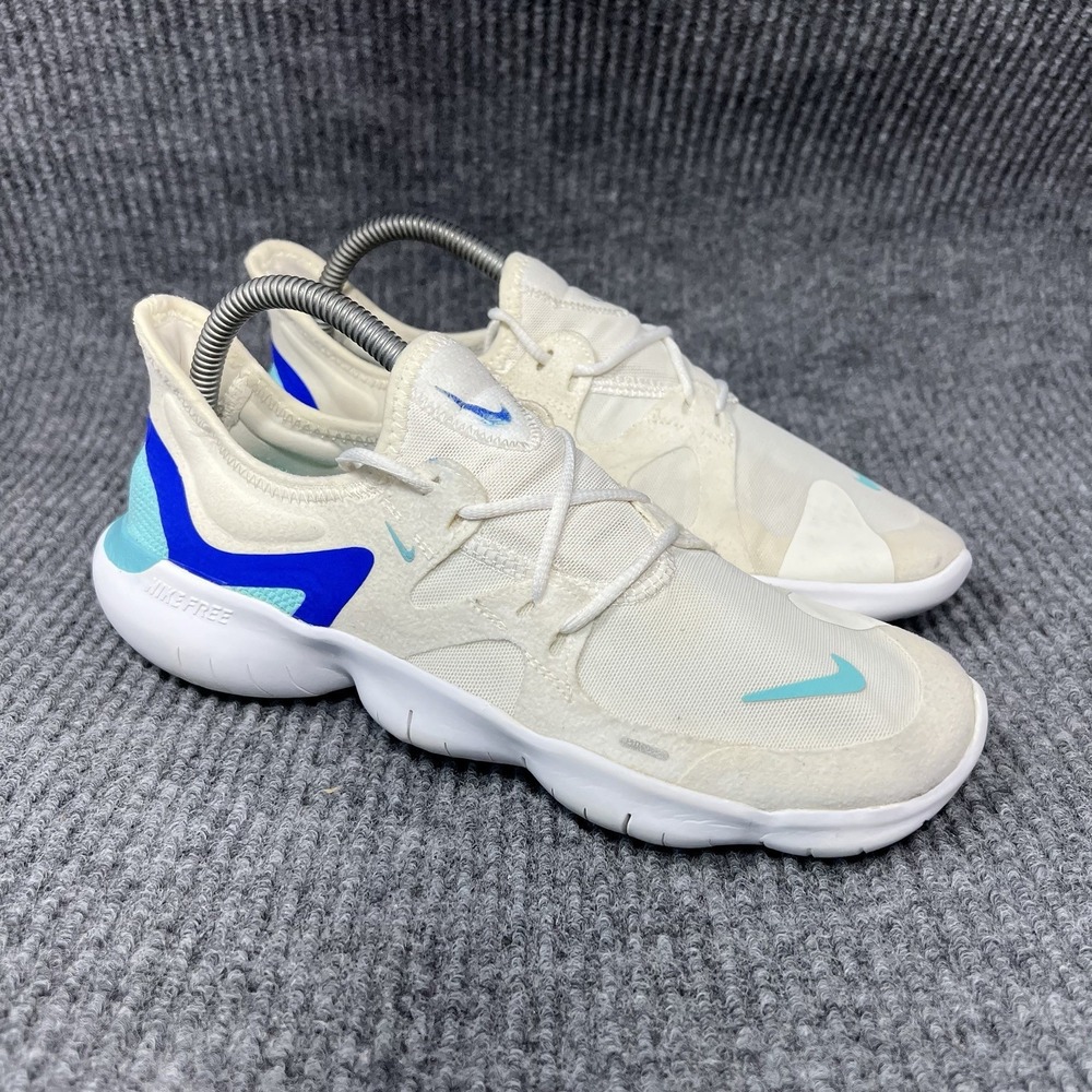 Nike Free RN 5.0 Women's 8 Sail Aurora Green Racer Blue Running Shoes AQ1316-103